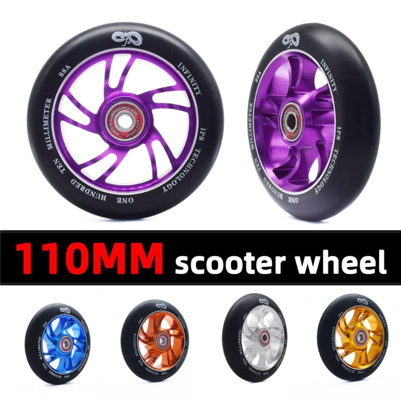

110MM] Aluminium Alloy Steel Hub High Elasticity Scooter Wheel 88A Precision Skateboard wheel Silver Golden Orange Blue Purple