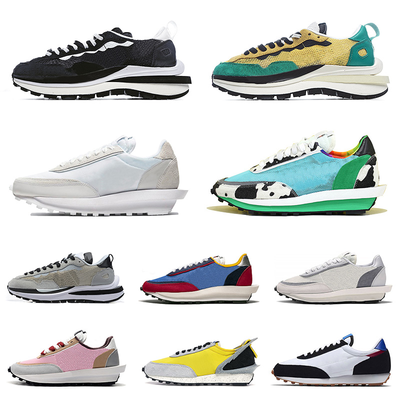 

Top Quality Sacai LDV Waffle ldv Running Sport Shoes Pure Platinum Chunky Dunky Nylon White Black Grey Undercover off Mens Women Trainers, A29 36-44 metallic silver