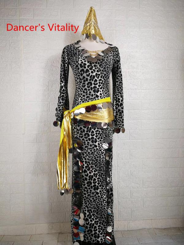 

New Professional Baladi Costume Sequins Dress Competiton Show Outfit Stage Wear White 4 Piece Set Women Oriental Dance Robe, Black