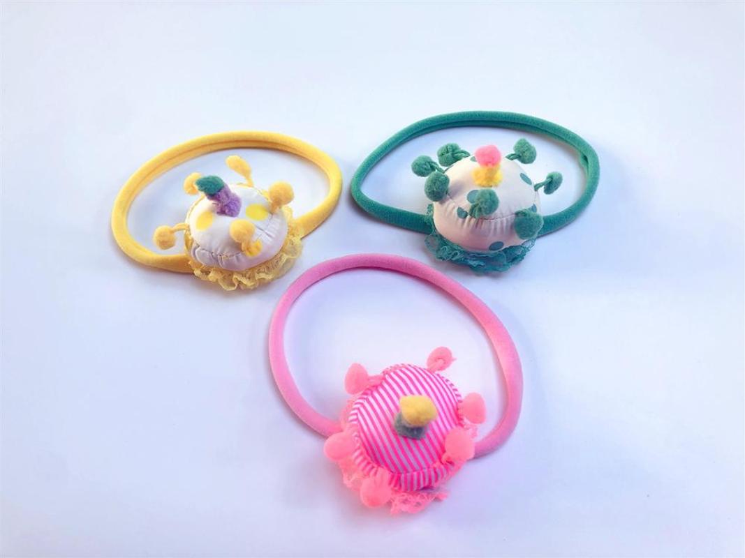 

Boutique15pcs Fashion Cute Birthday Cake Nylon Headbands Pom Pom Cupcake Soft Hairbands Party Headwear Princess Hair Accessories, Cake size 5x5cm