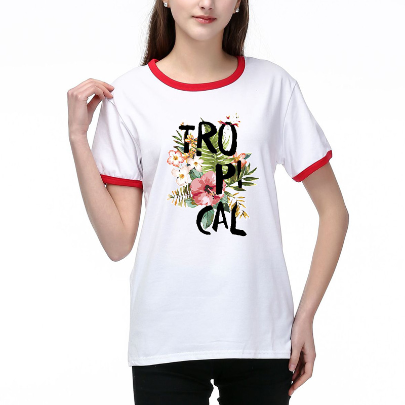 

Women T Shirts Summer Fashion Tops Lady Tees Breathable Short Sleeves letter flower Pattern Printed Tees Shirt short sleeves., Black