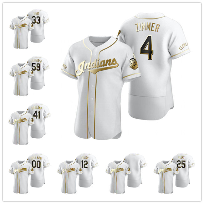 

Cleveland Indians MEN WOMEN YOUTH 12 Francisco Lindor 52 Mike Clevinger Authentic Golden Edition baseball Jersey, Black