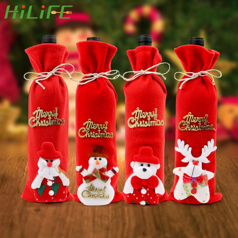 

For Home Xmas 2020 Christmas Decor Wine Bottle Bag Cover Santa Claus Rudolf Snowman Polar Bear Bottle Clothes