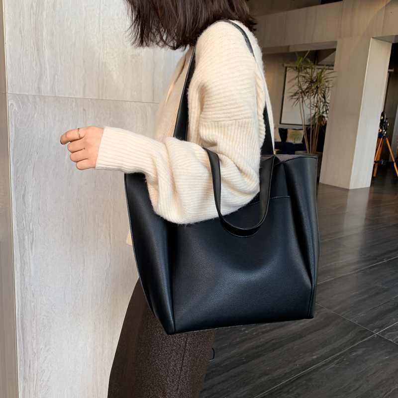 

Hot sale women handbag large capacity shoulder bags high quality PU leather shoulder bags ladies wild sac a main femme, Beige