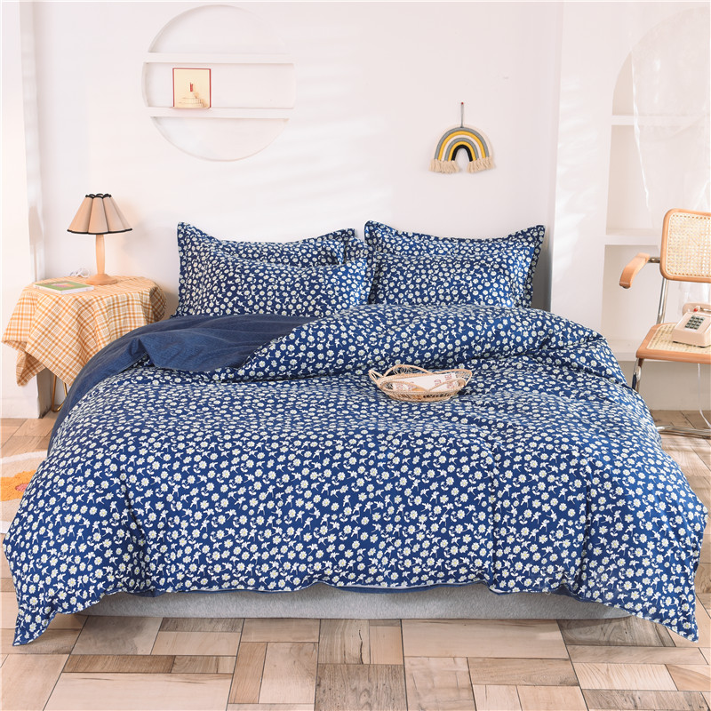 

Blue floral bedding set AB side duvet cover + flat sheet + pillowcase home textile New Room decoration, Np115