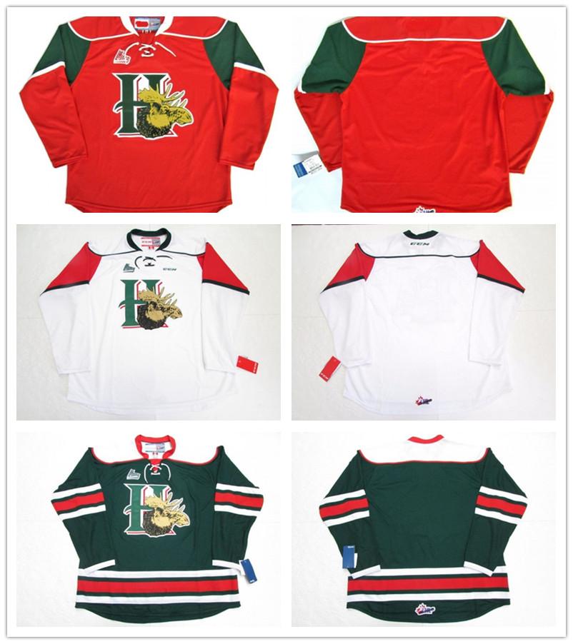 

Customize QMJHL Halifax Mooseheads 2012-Pres Mens Womens Kids Hockey Cheap Jerseys Goalit Cut Custom Any name NO. White Green Red Jerseys