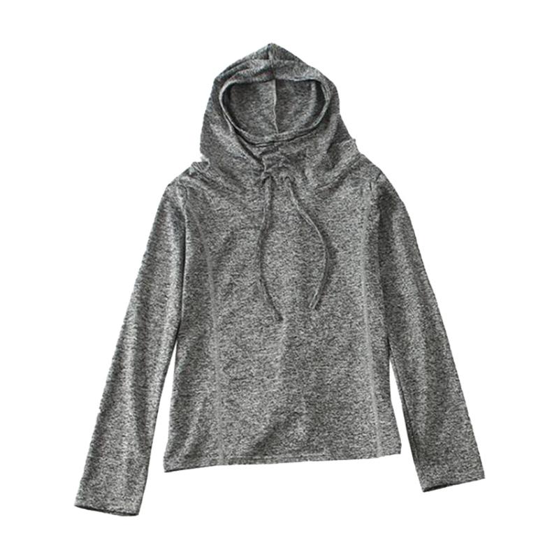 

Women Yoga Top Long Sleeve Breathable Sweatshirt Quick-dry Workout Hoodie for Fitness Sport, Gray