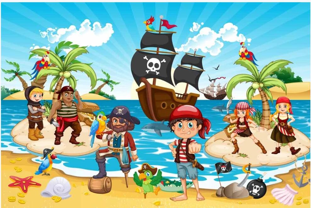 

3d wallpaper custom photo mural on the wall Cartoon cute pirate captain kids room Home decor 3d wall murals wallpaper for living room, Non-woven wallpaper