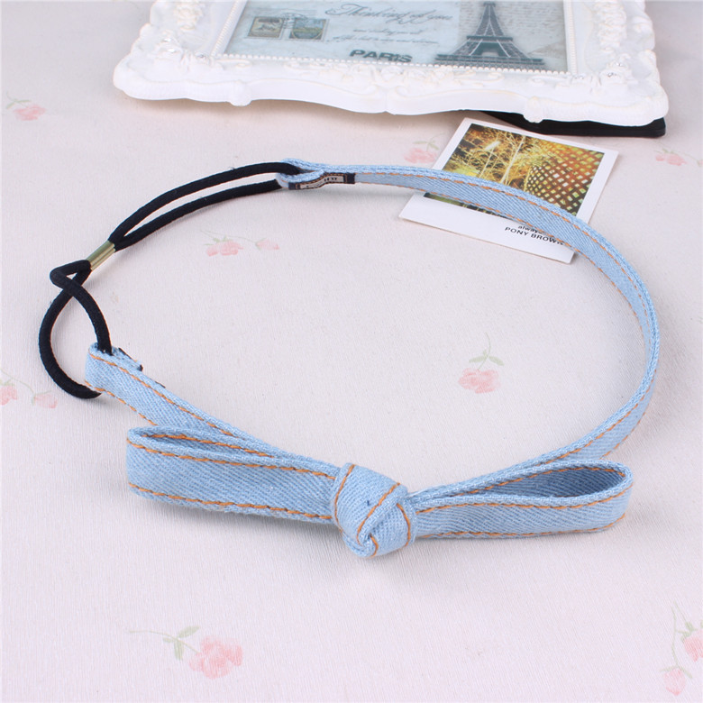 

Baby girl's Classic Plaid headdress cute denim bow headwear hair accessories for children make kids fashion lovely, 2 light