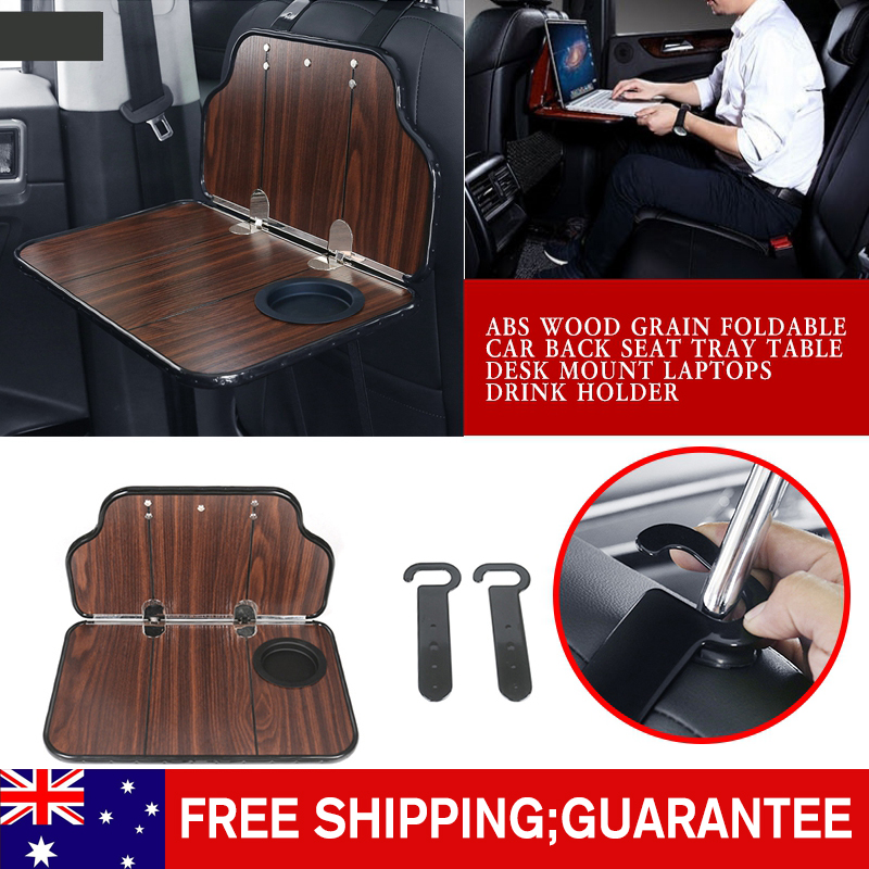 

pcmos ABS Wood Grain Foldable Car Back Seat Tray Table Desk Mount Laptops Drink Holder Interior Accessories Ornament For Working