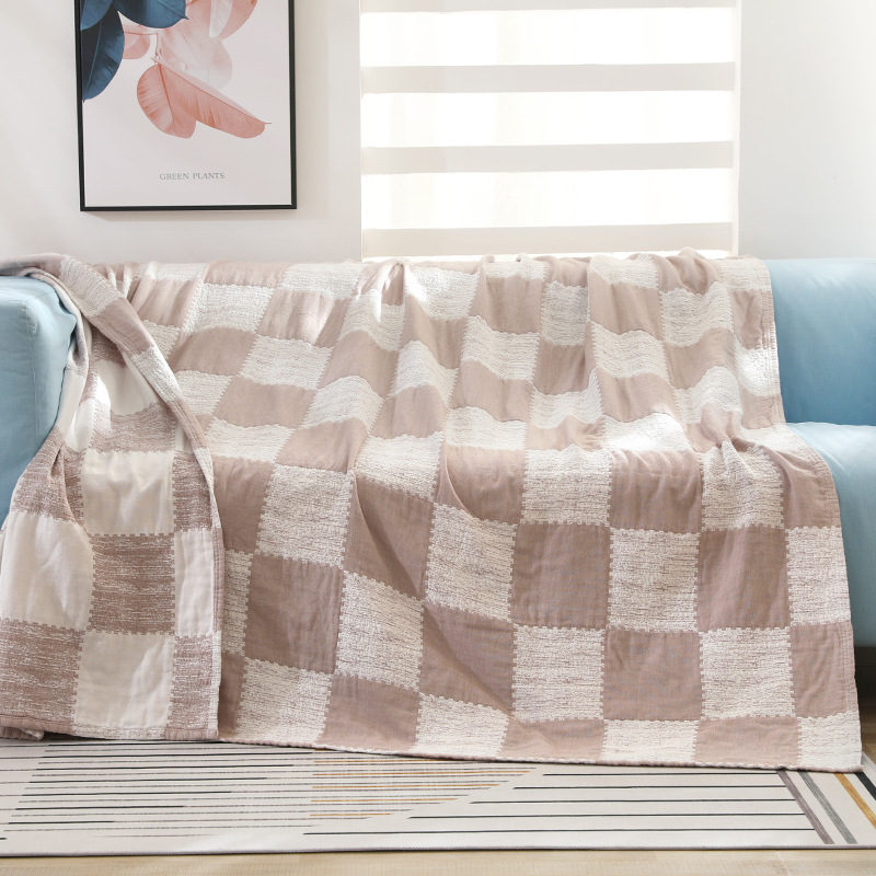 

Lightweight Muslin Pure Cotton Towel Blanket Throw Cover Blankets For Bed Sofa Summer Gauze Nap Air Condition Geometry Bedspread