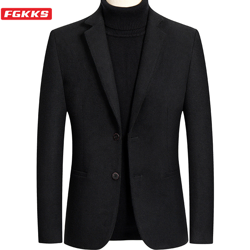 

FGKKS Blazer Mens British Stylish Male Blazer Suit Jacket Business Casual One Button Regular For Men, Gray