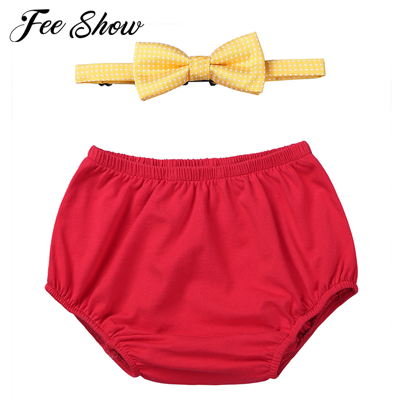 

Infant Baby Boys Outfit First 1st Birthday Diaper Cover Bloomers with Bow Tie Photo Prop Headband Set Baby Photography Props, Sky blue