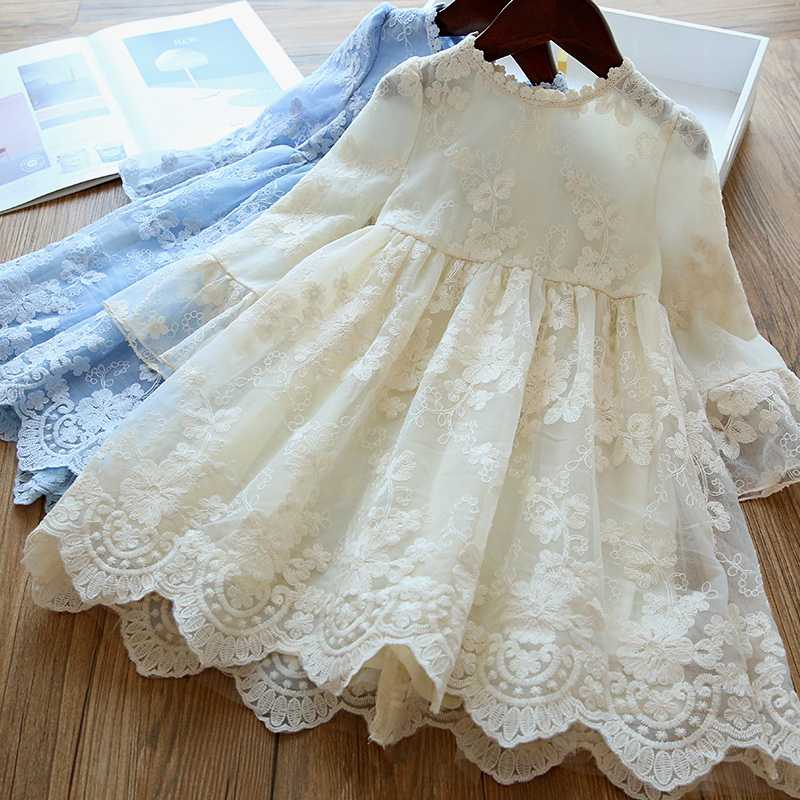 

Long Sleeves Girl Dress Christmas Wedding Party Dress Lace Winter Kids Girls Clothes Party Wear Children CLothing Girl Dresses, White