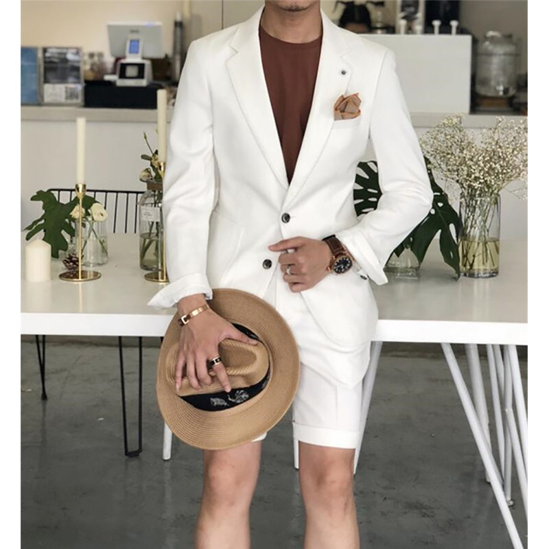 

Costume Homme White Mens Suits Slim Fit Groomsmen Wedding Tuxedos For Men Notched Lapel Formal Prom Suit 2 Pcs (Jacket+Pant, Black