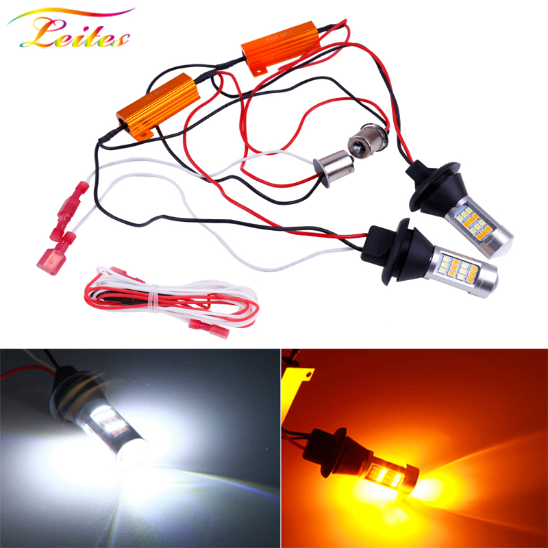 

2pcs BA15S 1156 P21W BAU15S PY21W T20 W21W 7440 42LED Canbus DRL Running lights Turn Signal Light Dual Mode For Car Lighting, As pic