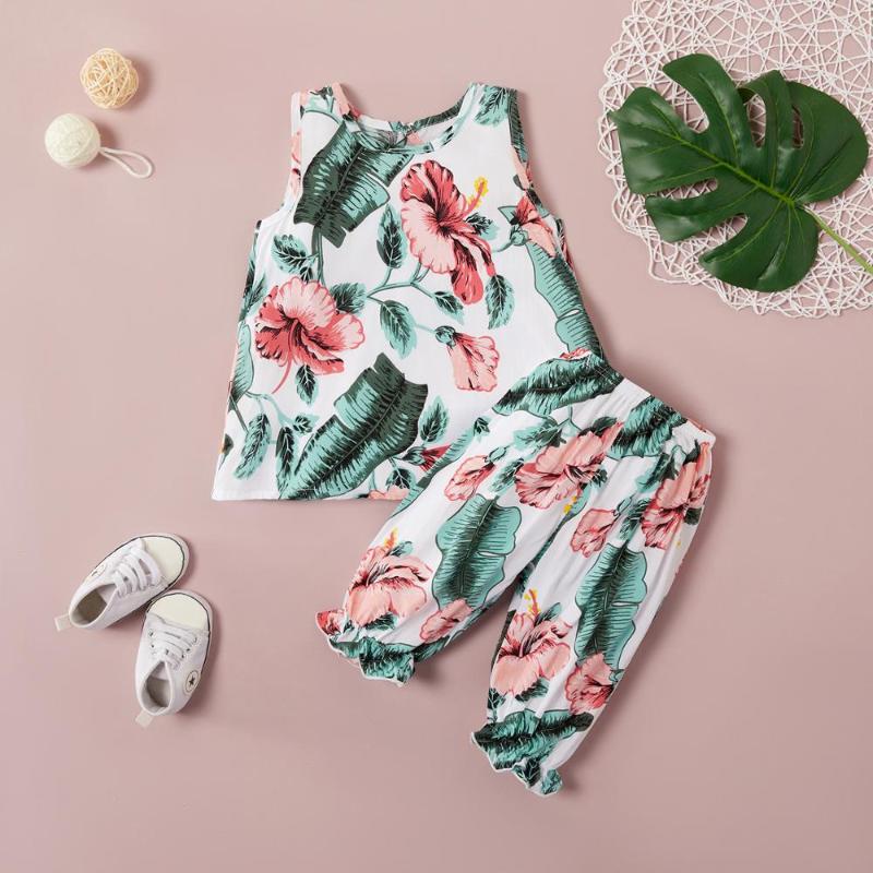 

bunvel Kid Clothes Summer Toddler Baby Kid Girl Sleeveless Floral Vest Crop Tops+Pants 2pcs Outfits Sweet Girl Clothes Set, Blue