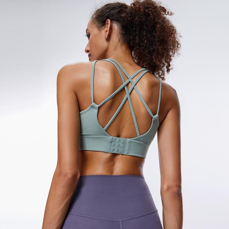 

New Adjustable Sports Bra Women Beauty back cross Yoga Bra Sexy U Collar Workout Running Shockproof Gym black Fitness