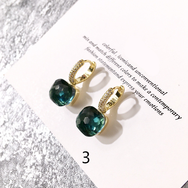 

2020 Beautifully colored copper with candy-colored calcite crystal earring stud gold set diamond earrings women fashion earring jewelry, Golden