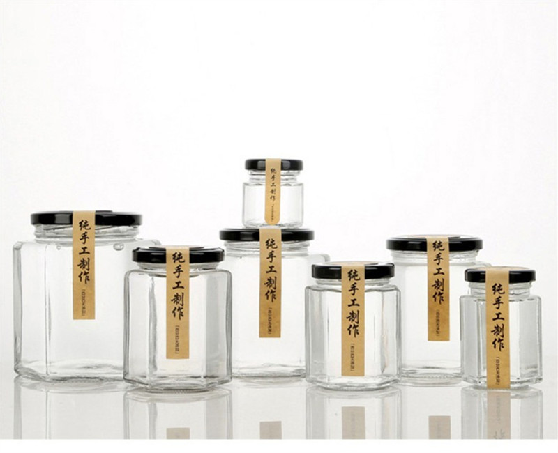 

5pcs/lot 45ml-730ml honey glass jar transparent glass bottles jam jars of honey storage tank Sealed storage tank