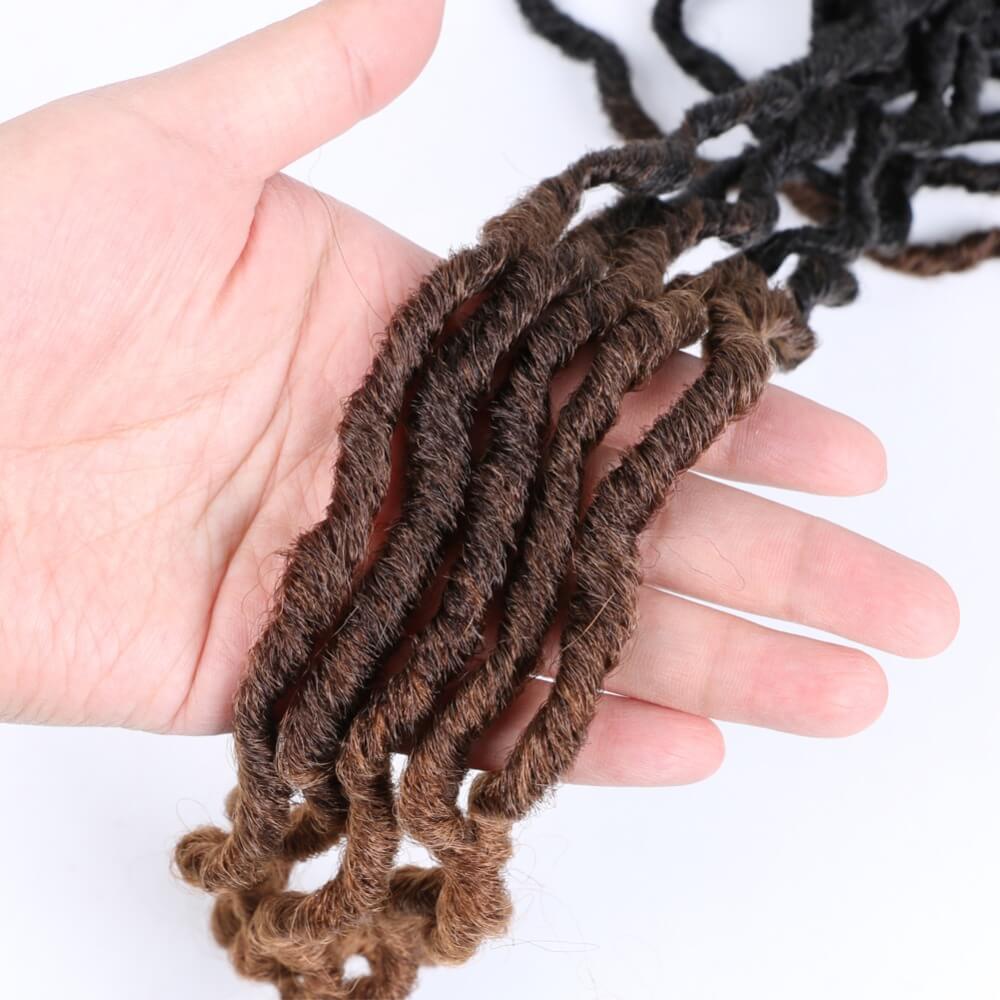 

Blonde Colored Nu Locs Crochet Hair 18 Inch Long Black Soft Goddess Faux Locs Crochet Hair Natural Wavy Dreadlock Hair Extensions, Orange