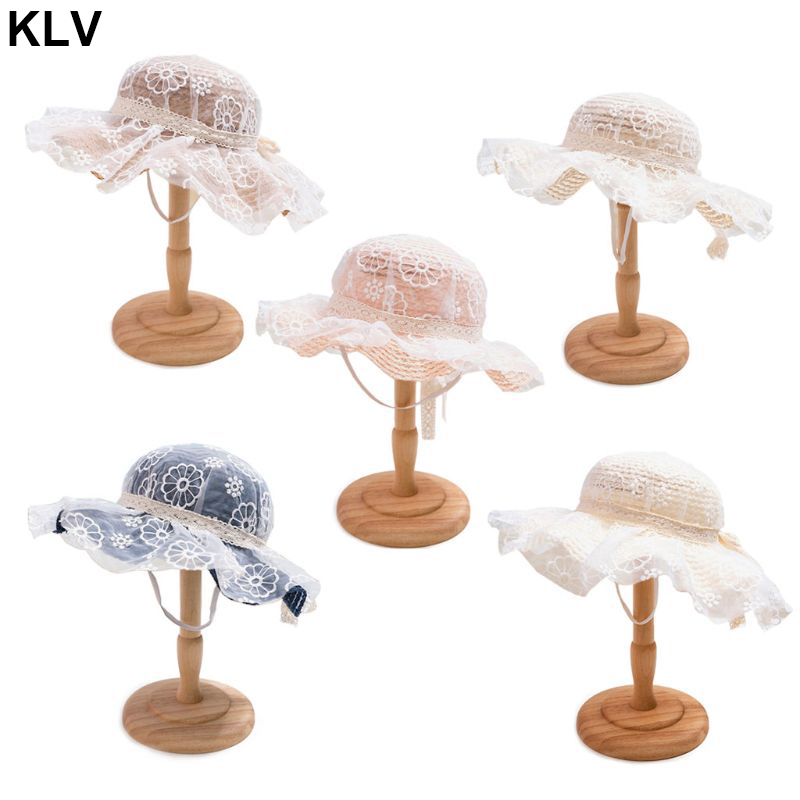 

Children Straw Hat 2020 Girls Summer Breathable Lace bow Visor Baby Princess Travel Sunscreen Beach Hat 3-10 Years, Beige