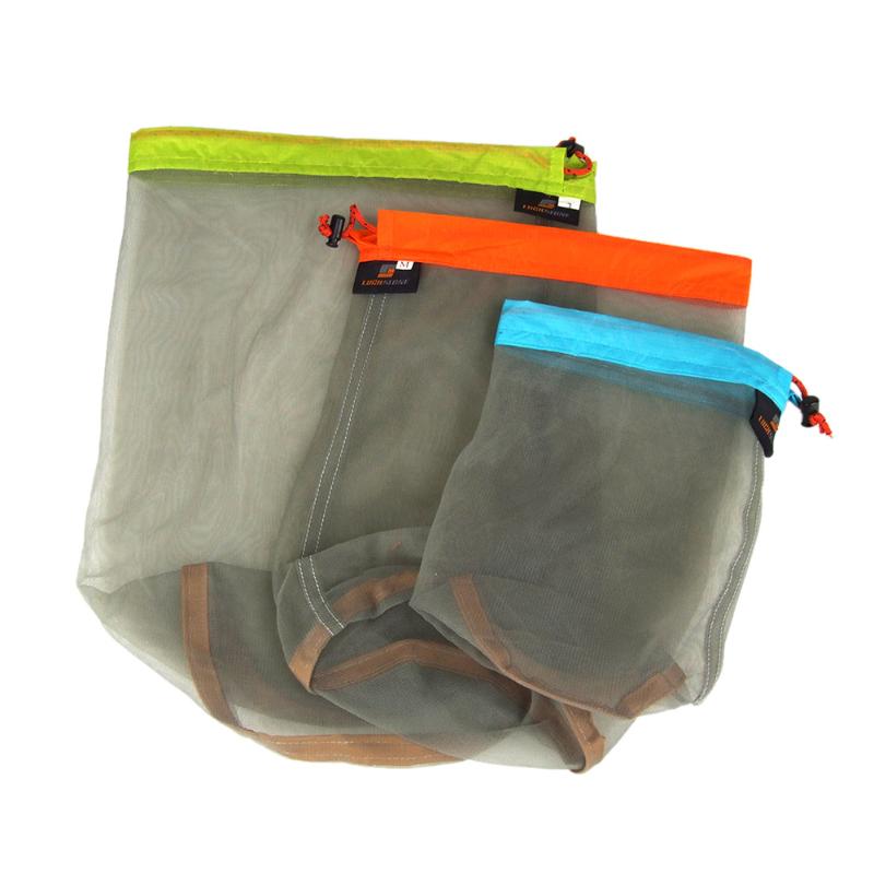 

Travel Kits Ultralight Portable Drawstring Mesh Stuff Sack Storage Bag for Outdoor Sports Traveling Camping Hiking S M L