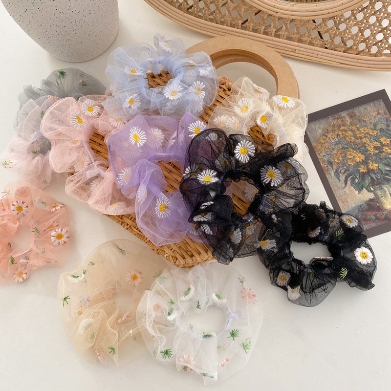 

Ruoshui Floral Hair Ties For Woman Elegant Chiffon Elastic Hairband Girls Scrunchies Ponytail Holders Women Hair Accessories