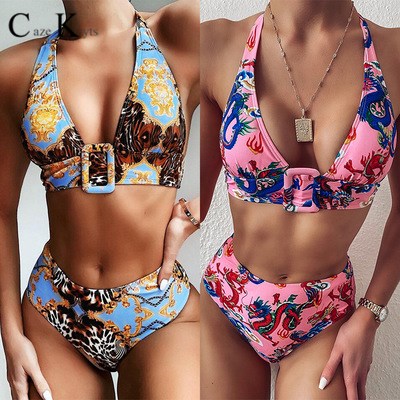

Caze Kyts 2020 high waist printed Halter Bikini women' split swimwear swimwear swimming pool party essential sexy bikini, B89w q