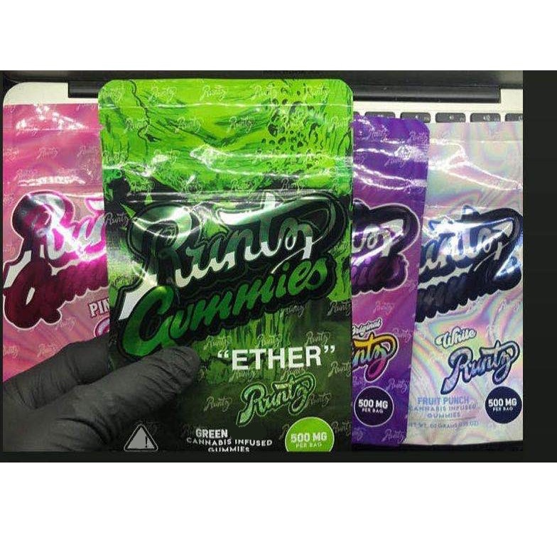 

500mg Runtz Gummies packaging bags pink white mylar bag zipper baggies