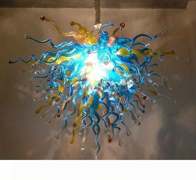 

Turquoise Blue Crystal Lamps Blown Glass Chandelier Lighting LED light European Style Art Crystal Chandeliers Stairwell Chandeliers