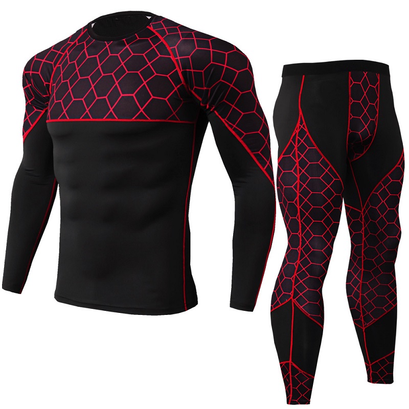 

Men' Tight-fitting Fitness Training Clothes Running Stretch Quick-drying Suit Long Sleeve + Trousers Jogging Set Men Tracksuit