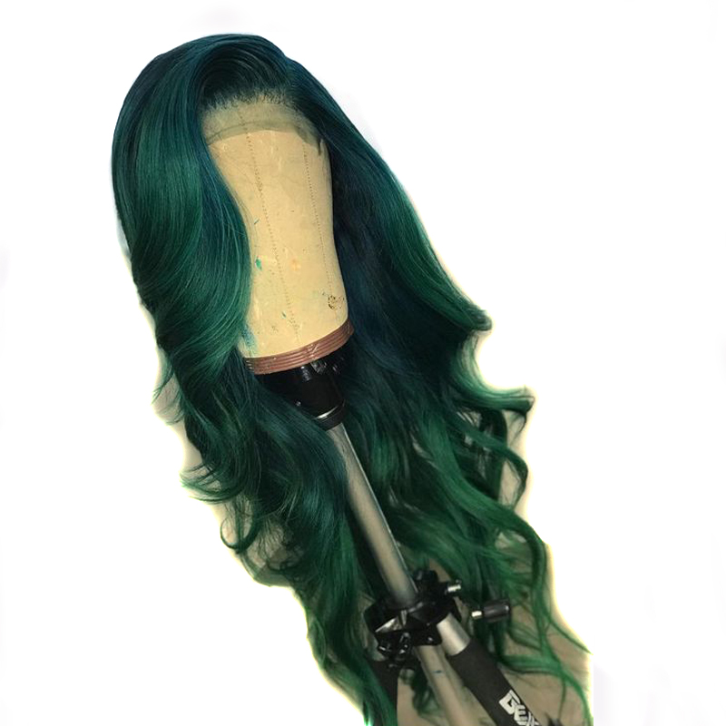 

13*6 Deep Part Green Lace Front Human Hair Wig Preplucked Peruvian Remy 150 Density Wavy 360 Lace Frontal Wig Closure For Women