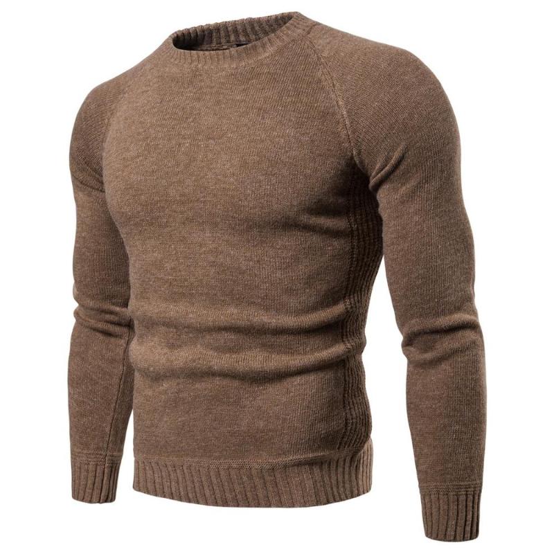 

Men Knitted Sweaters Warm O Neck Pull Knitwear Autumn Winter Sweater Clothes, Khaki