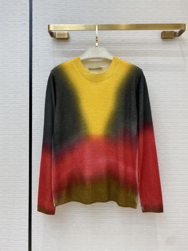 

2020 Brand Embroidered Cashmere Women Sweater Rainbow Color Print Pullovers Woman Long Sleeve Hot Stylish, As pic