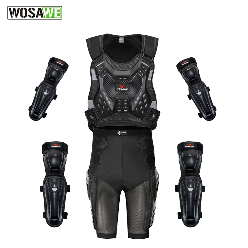 

WOSAWE Motocross Armor Short Adult Off Road Racing Motorcycle Protective Gear Clothing Jacket+kneepads+Elbowpads+shorts