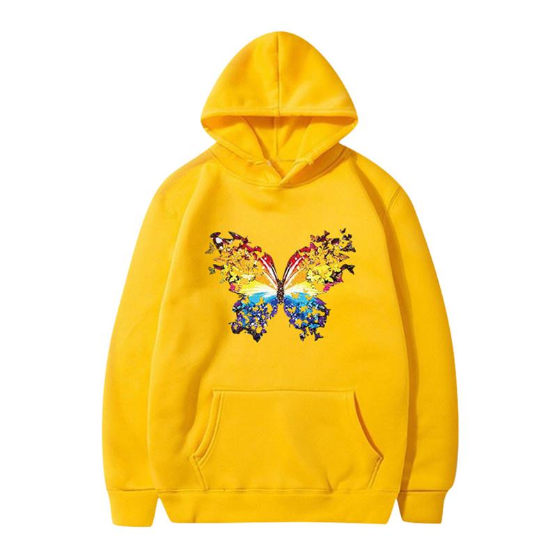 

Harajuku Hoodies butterfly print Hooded Tops Women Sweatshirt Long-sleeved Winter oversized Streetwear sweatshirts#0724G30