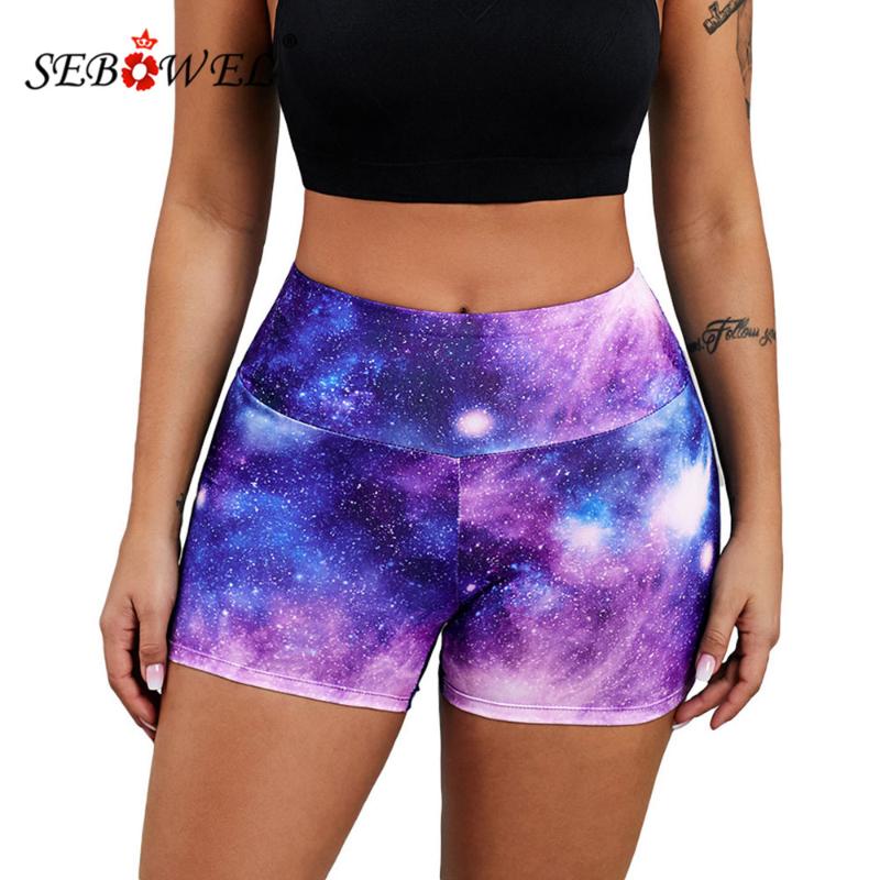 

SEBOWEL High Waist Tie Dye Print Booty Shorts for Women Sport Summer Female Push Up Hips Casual Running Shorts Bottoms, Gray