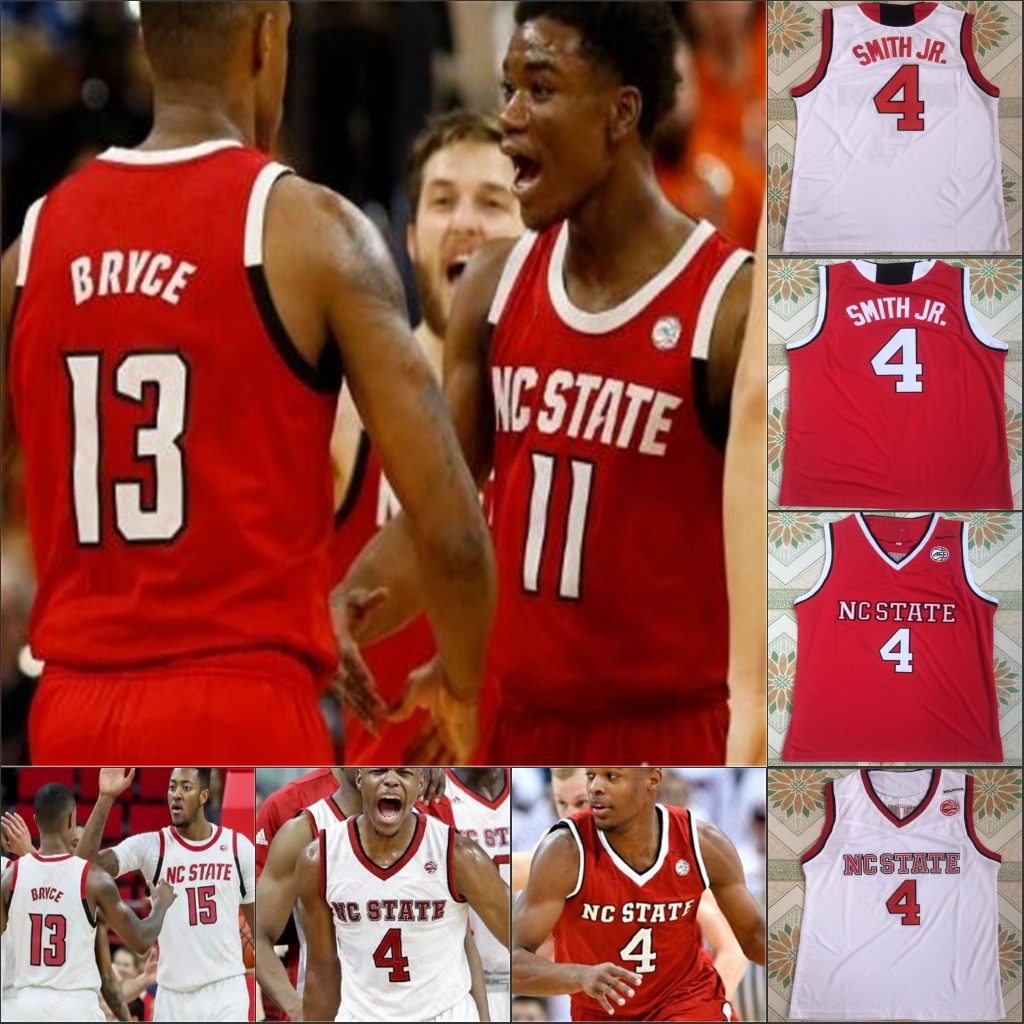 

NC State Wolfpack NCAA College Basketball stitched Jerseys David Thompson Blake Harris Wyatt Walker Devon Daniels Allerik Freeman, White v-neck