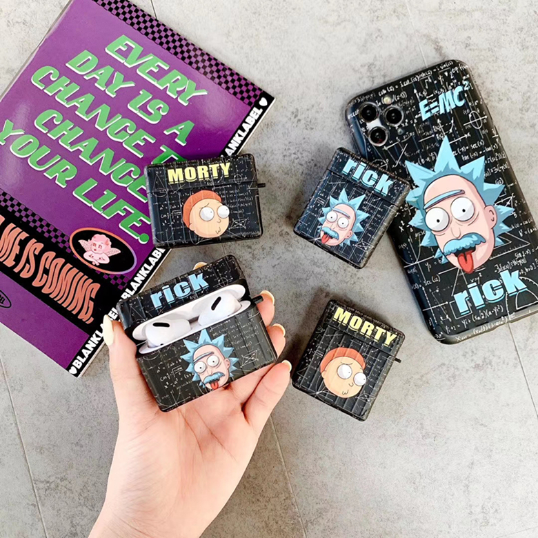 

Comics Morty Rick Cartoon Soft Back Case Anime Storage Bag for TWS Apple Airpods2 Pro Bluetooth Headset Cover iPhone 11 Combo Phone Shell, Blue