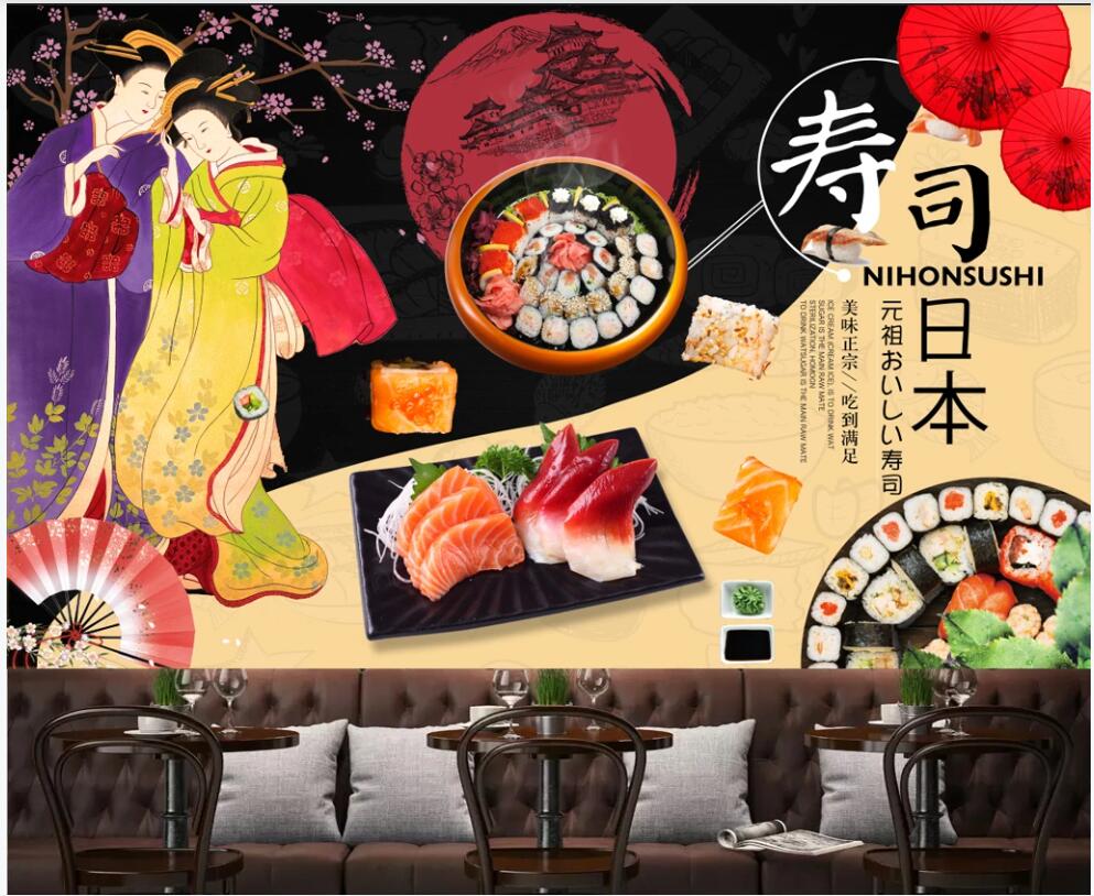 

3d wallpaper custom photo mural on the wall Japanese sushi restaurant fuji sakura home decor 3d wall murals wallpaper for living room, Non-woven