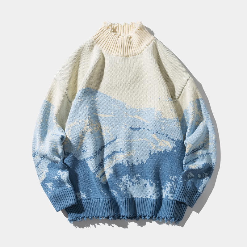 

Thick Turtleneck Sweater Men Clothes Autumn Winter Thickened Street Print Puls Size Male Sweater Turtle Neck Long Sleeve Casual