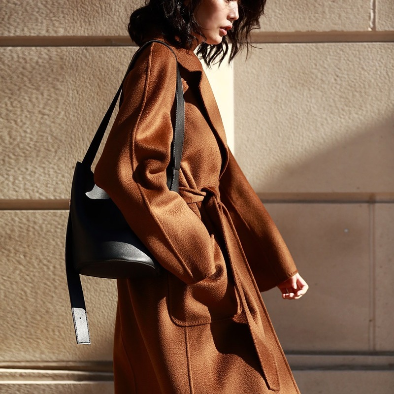 

double-faced classic woolen female wavy cashmere winter coat women, Beige