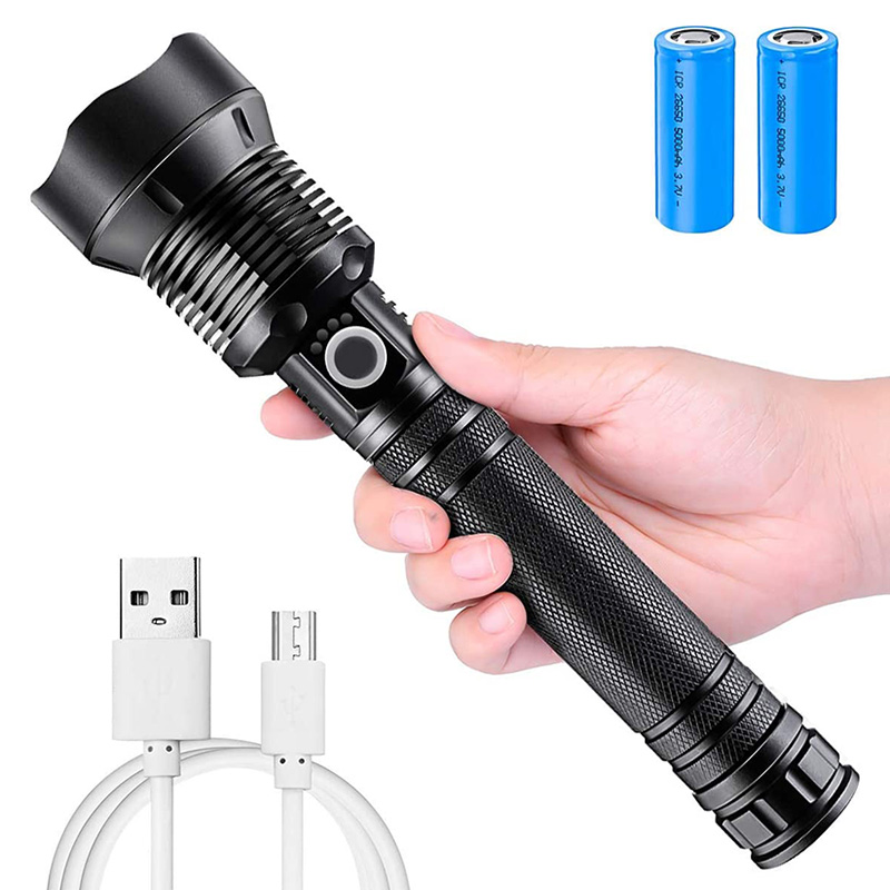 

Powerful XHP70 LED Zoomable Brightest Torch with 26650 Battery 3 Modes Searchlight For Outdoor or Home Emergency