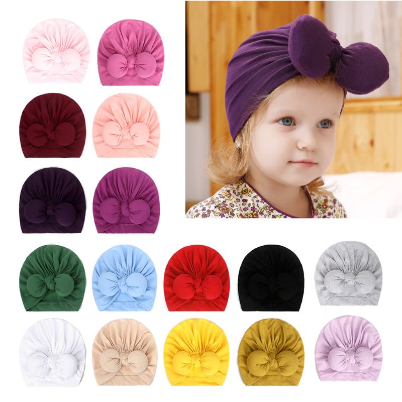 

Baby Turban Hat Beanie Cap Winter Baby Girl Cotton Topknot Hat Photography Props, Light pink
