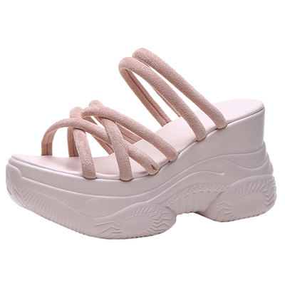 

2020 summer new casual all-match two-wear sponge cake thick-soled suede large size Roman sandals, Black