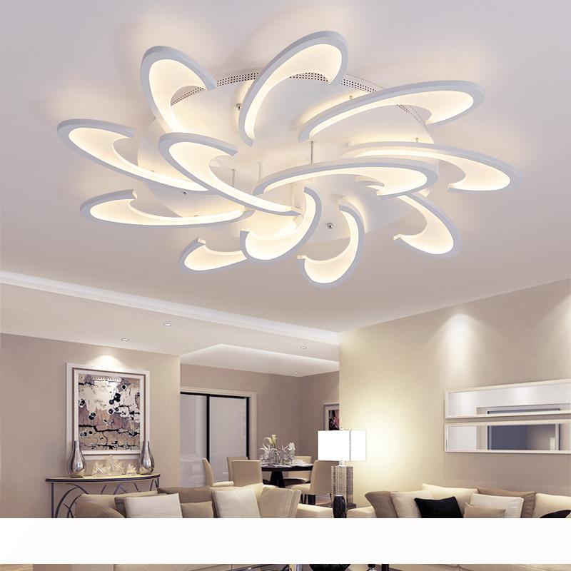 

modern led ceiling chandelier lights for living room bedroom Dining Study Room White Black AC85-265V Chandeliers Fixtures