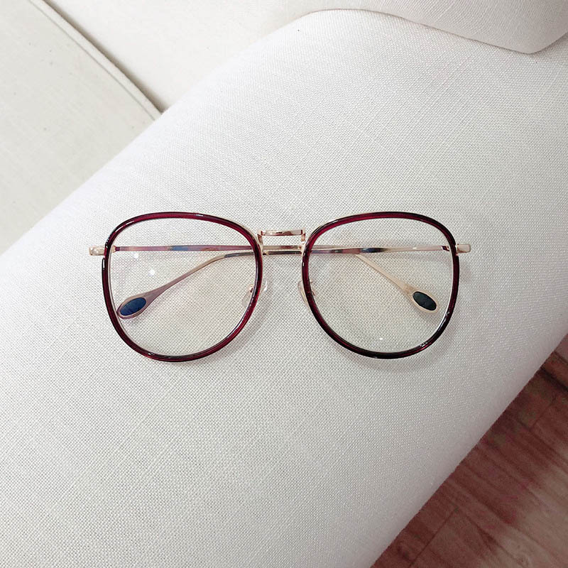 New Fashion Ornamental Optical Glasses Big Round Rim Wrap Slim Full Metal Frame With Clear Lenses Wholesale-image-563078214