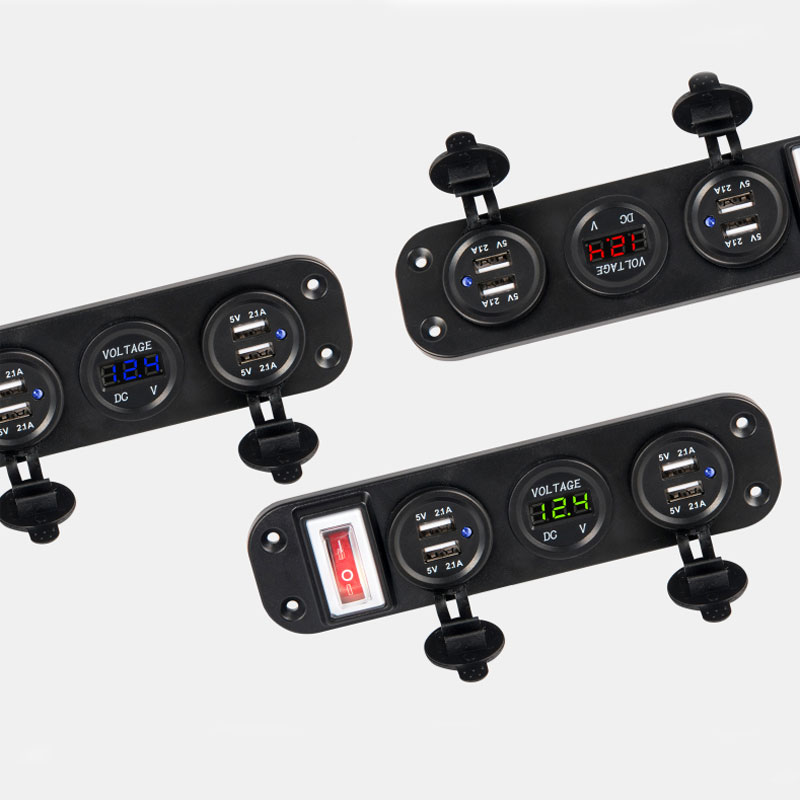 

1PCS Car Marine Boat Switch Panel 5V 4.2A Dual USB Charger Cigarette Lighter 12V LED Voltmeter ON-Off Toggle Switch Panel