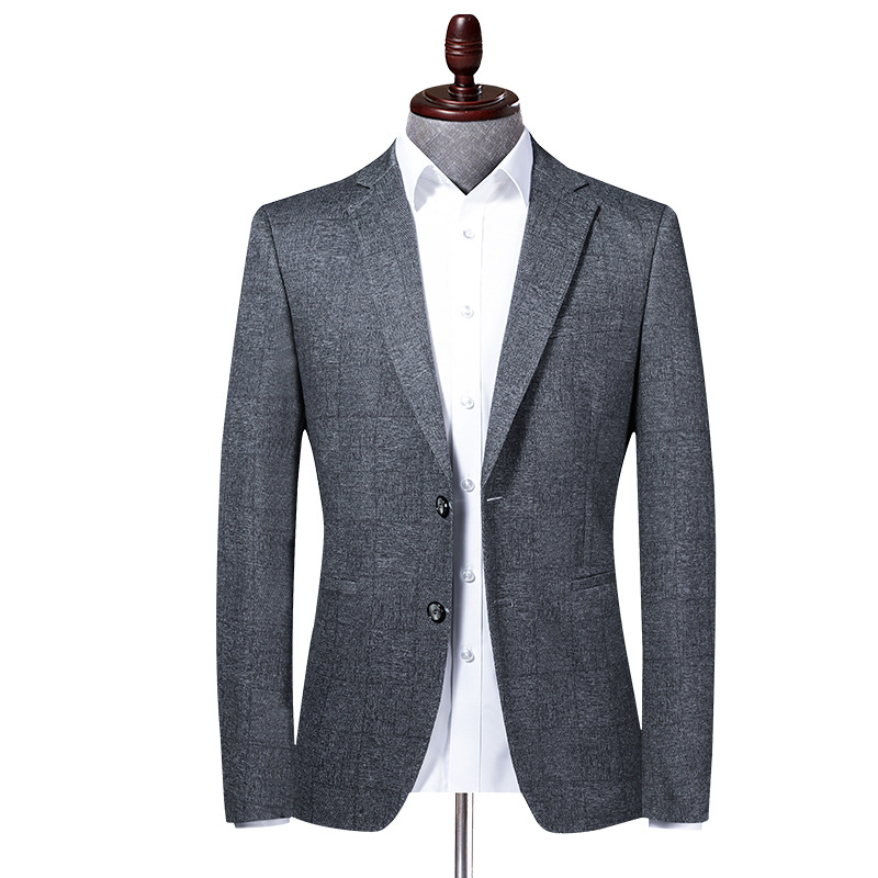 

2020 Men's Autumn Knitted Elastic Double Buckle Suit Youth Slim Casual Solid Color blazer, Blue